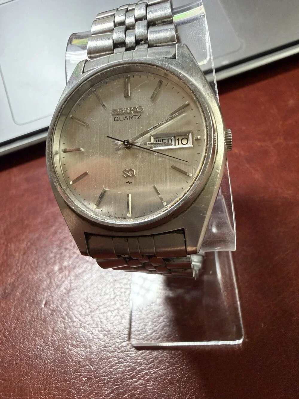 Vintage Seiko Quartz Day Date Men’s Watch Japan A336-8019 Parts Repair